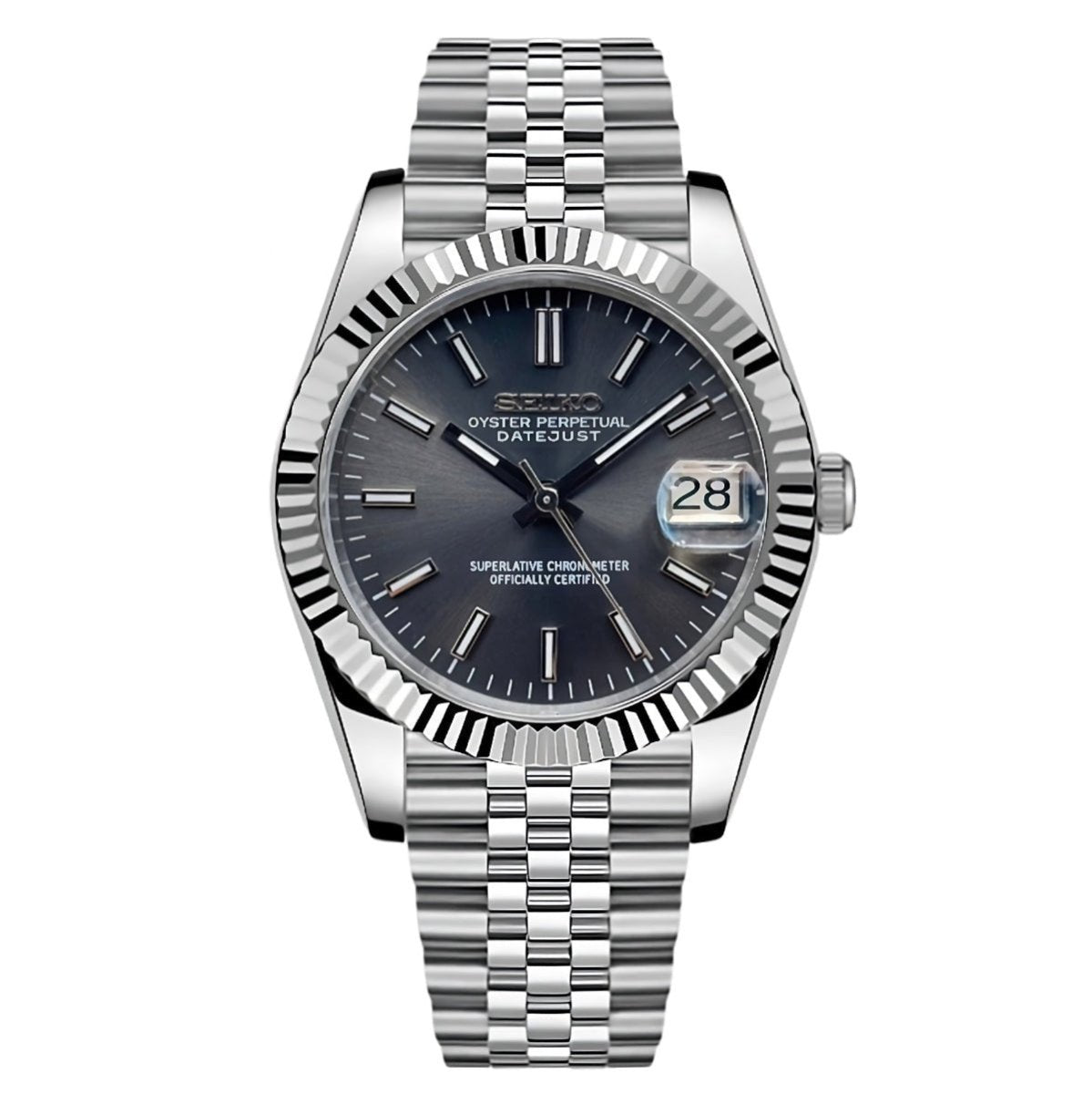 Datejust Mod "Rhodium" Watch - Medford Mods