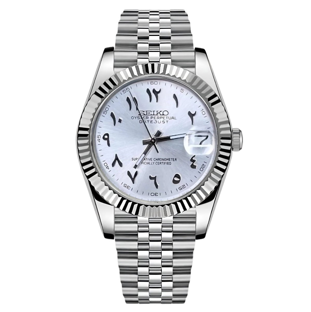Datejust Mod "Silver Arabic" Watch - Medford Mods