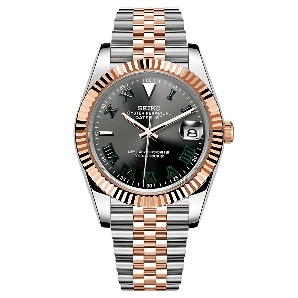 Datejust Mod "Wimbledon" Two - Tone Rose Gold Watch - Medford Mods