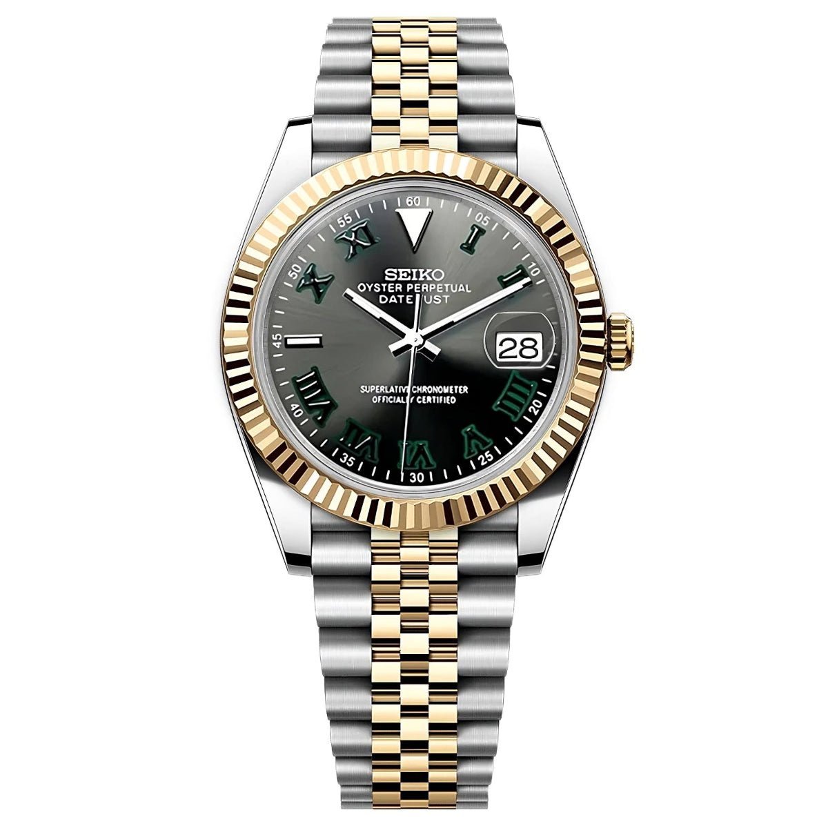 Datejust Mod "Wimbledon" Two - Tone Yellow Gold Watch - Medford Mods