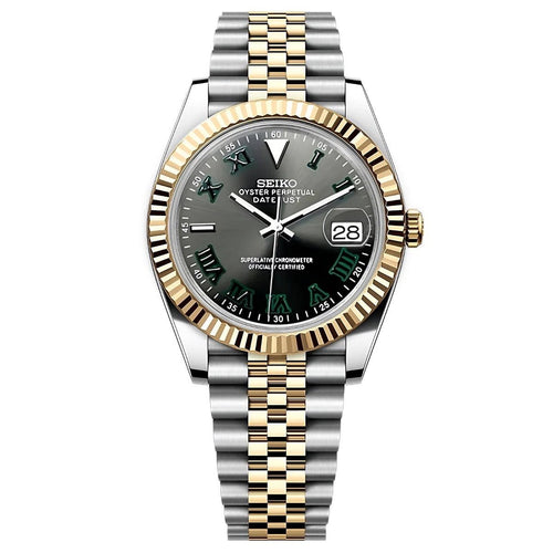 Datejust Mod "Wimbledon" Two - Tone Yellow Gold Watch - Medford Mods