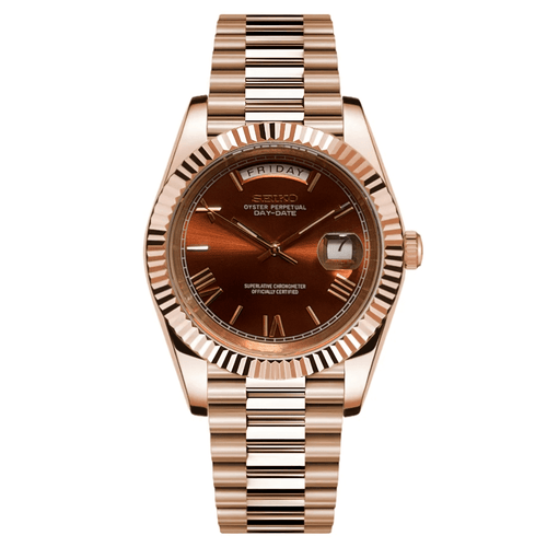 Day - Date Mod "Chocolate Roman" Watch - Medford Mods