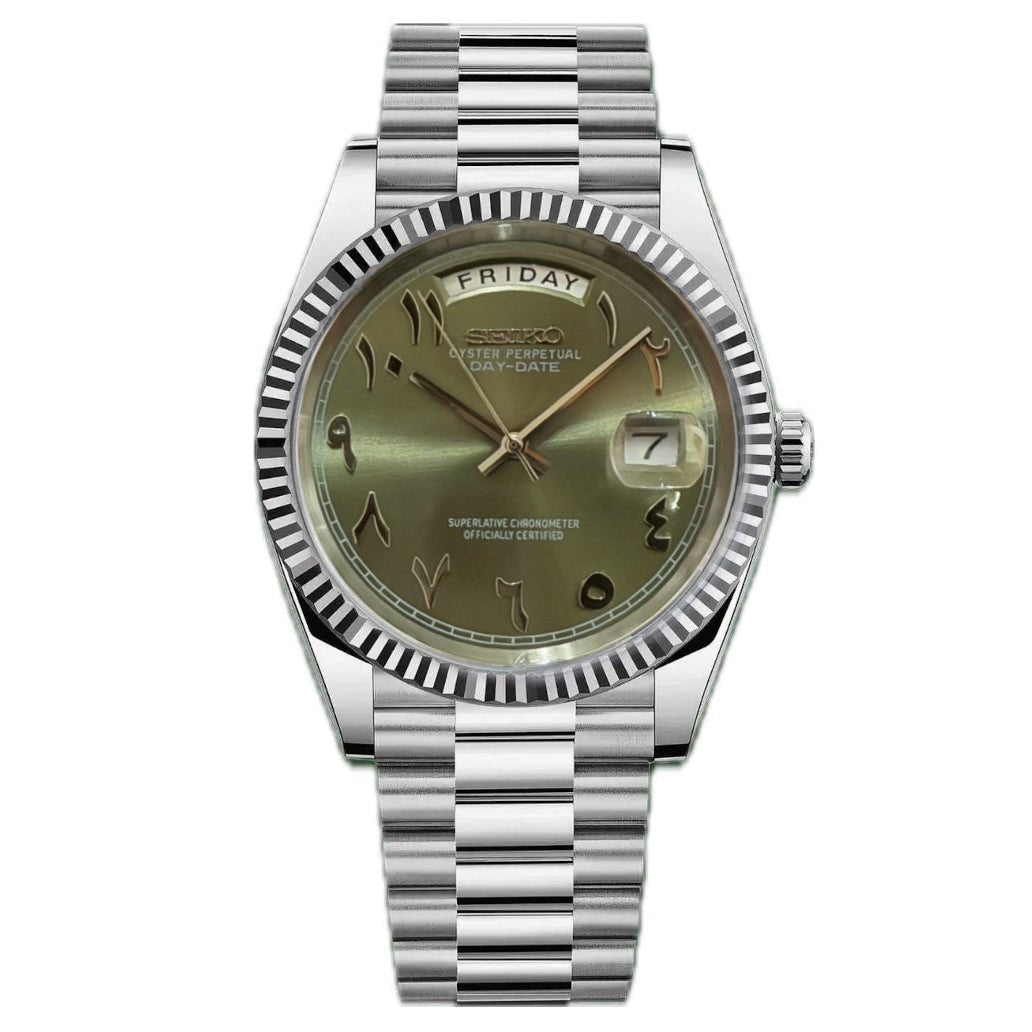 Day - Date Mod "Green Arabic" Watch - Medford Mods