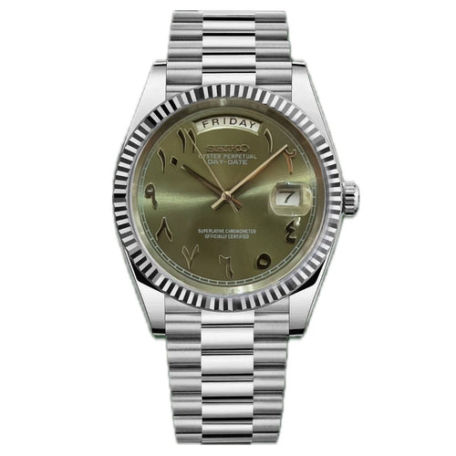 Day - Date Mod "Green Arabic" Watch - Medford Mods