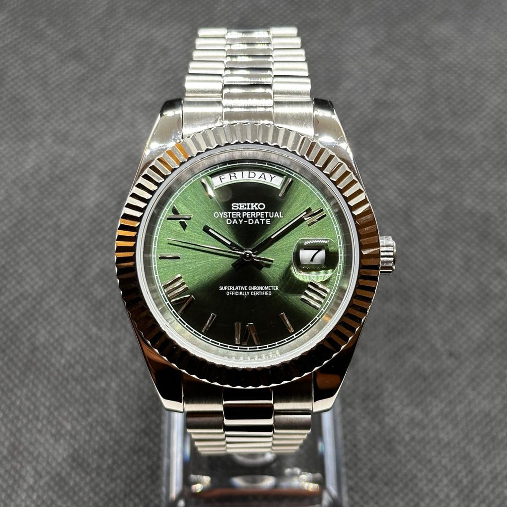 Day - Date Mod "Green Roman" Watch - Medford Mods