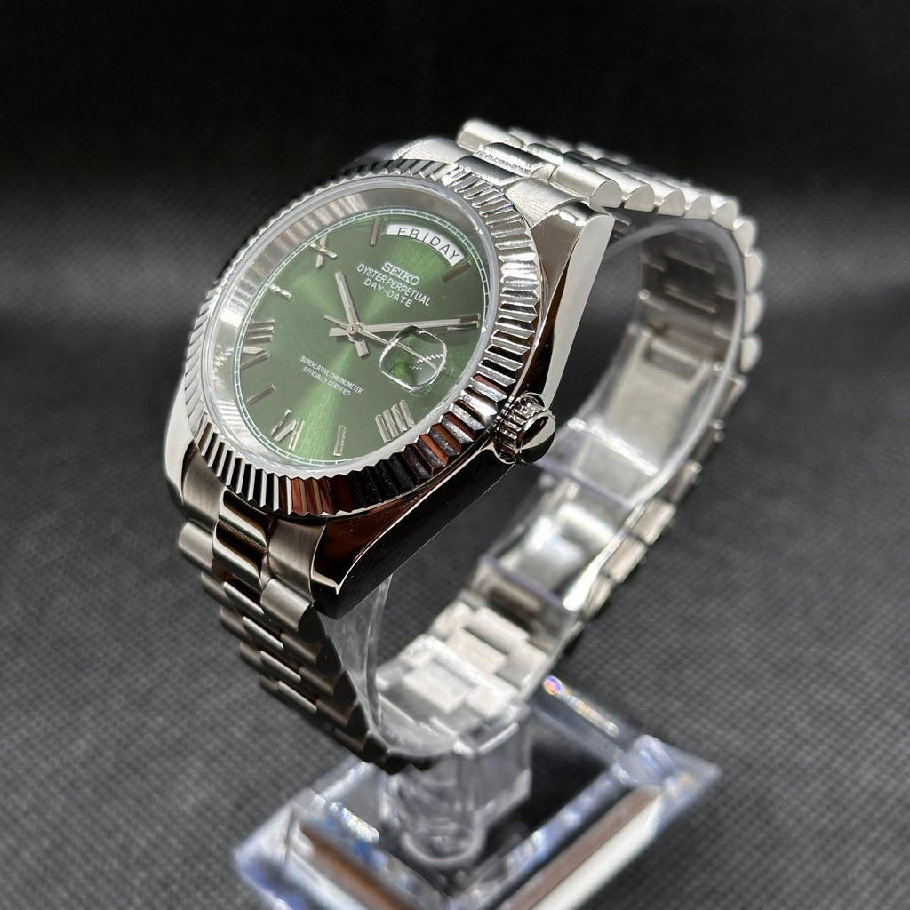 Day - Date Mod "Green Roman" Watch - Medford Mods