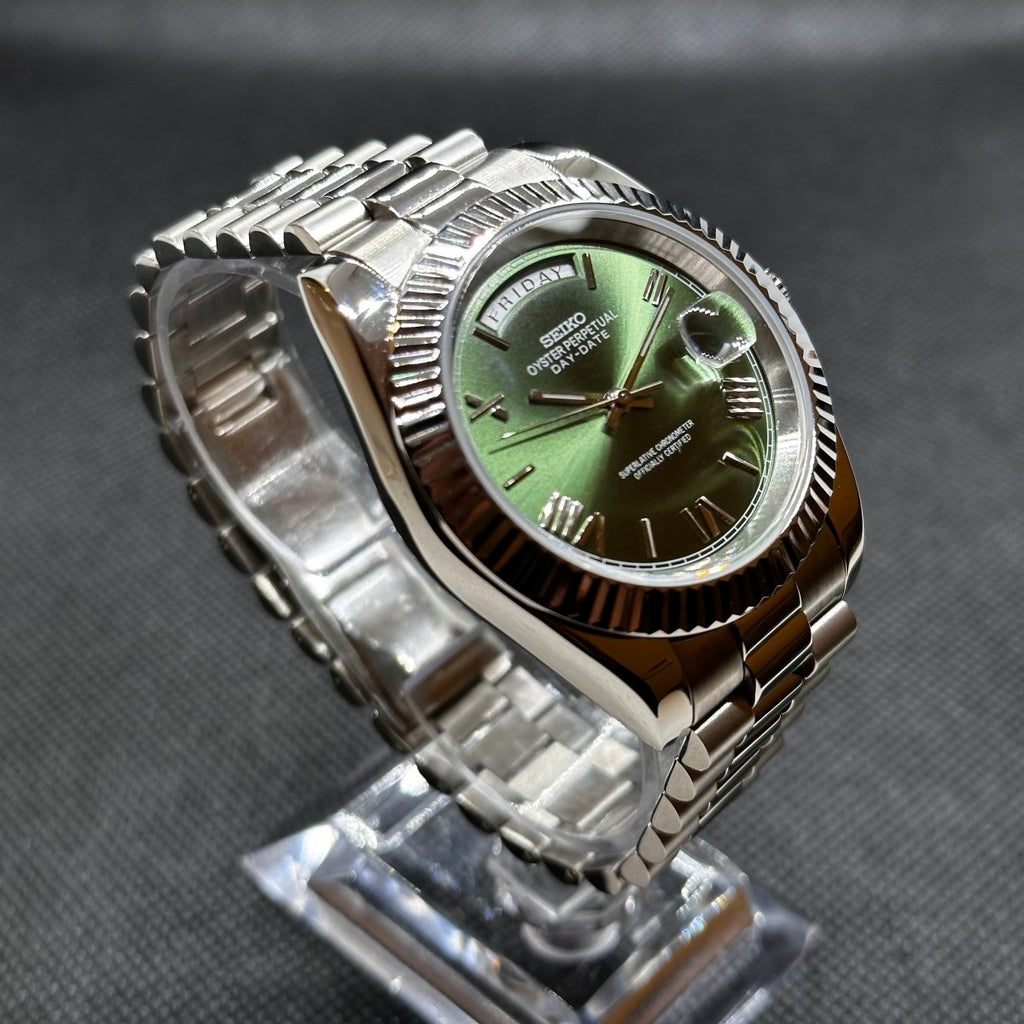 Day - Date Mod "Green Roman" Watch - Medford Mods
