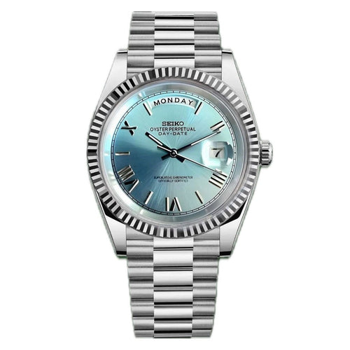 Day - Date Mod "Ice Blue Roman" Watch - Medford Mods