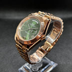 Day - Date Mod "Rose Gold/Green" Watch - Medford Mods