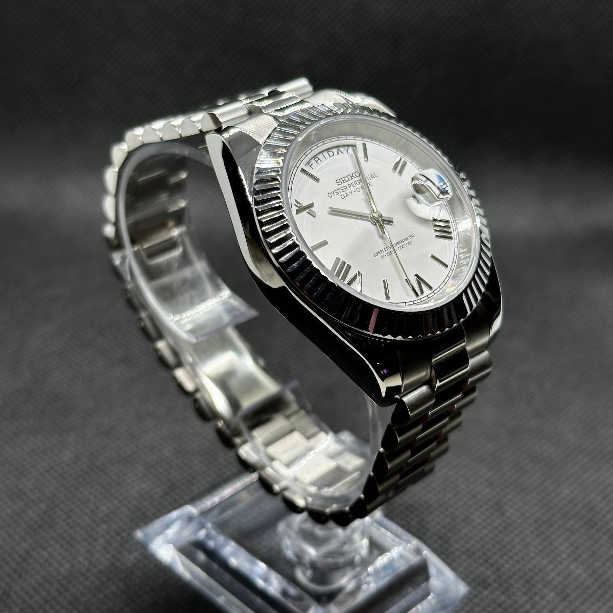 Day - Date Mod "White Roman" Watch - Medford Mods
