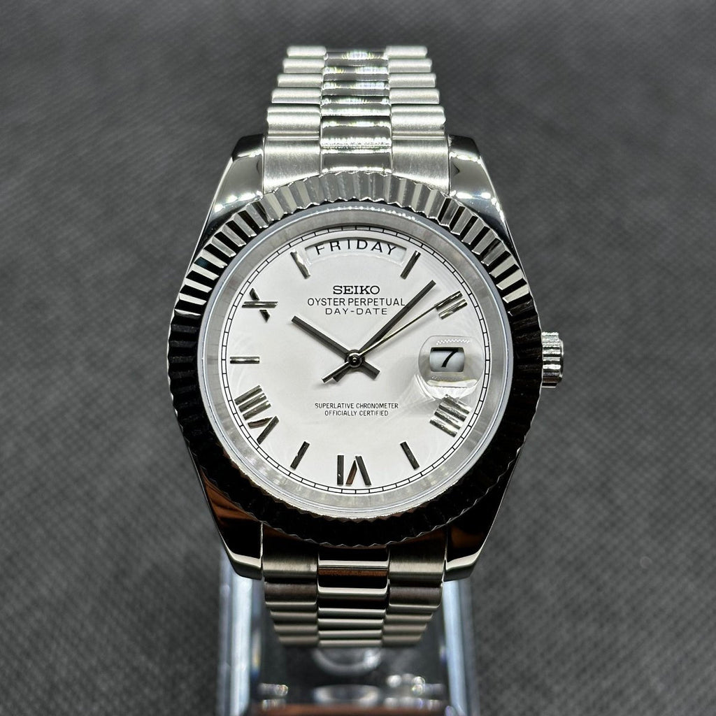 Day - Date Mod "White Roman" Watch - Medford Mods