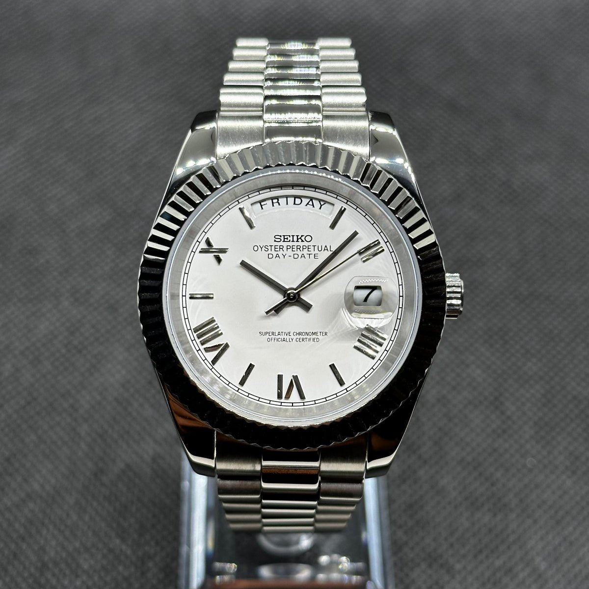 Day - Date Mod "White Roman" Watch - Medford Mods
