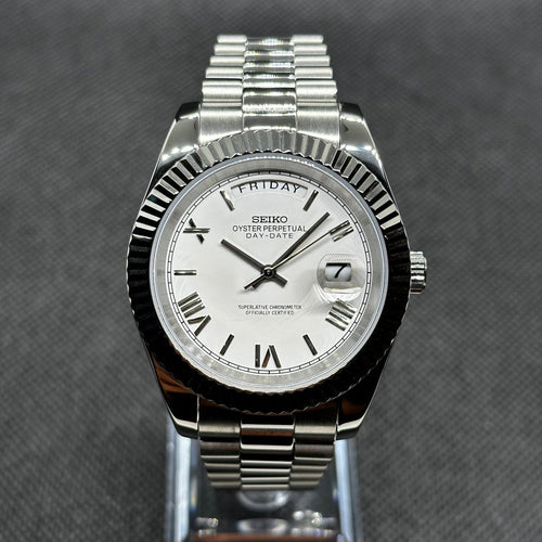 Day - Date Mod "White Roman" Watch - Medford Mods