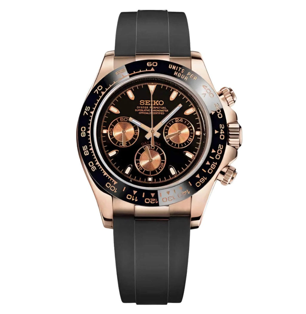 Daytona Mod "Rose Gold/Flex” Chronograph Watch - Medford Mods