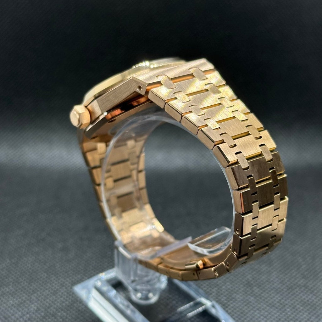 Royal Oak Mod "Rose Gold/Black" Watch - Medford Mods
