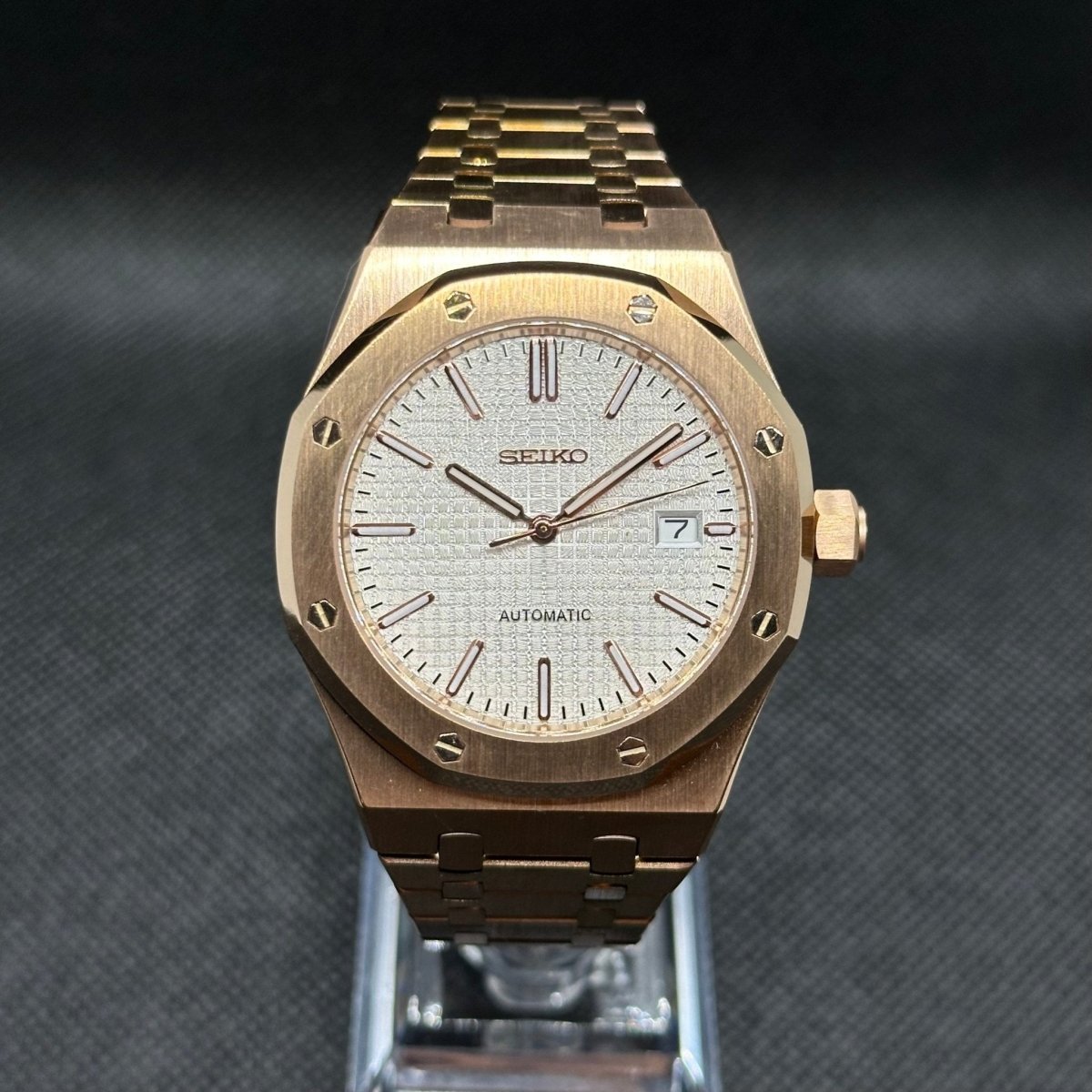 Royal Oak Mod "Rose Gold/White" Watch - Medford Mods