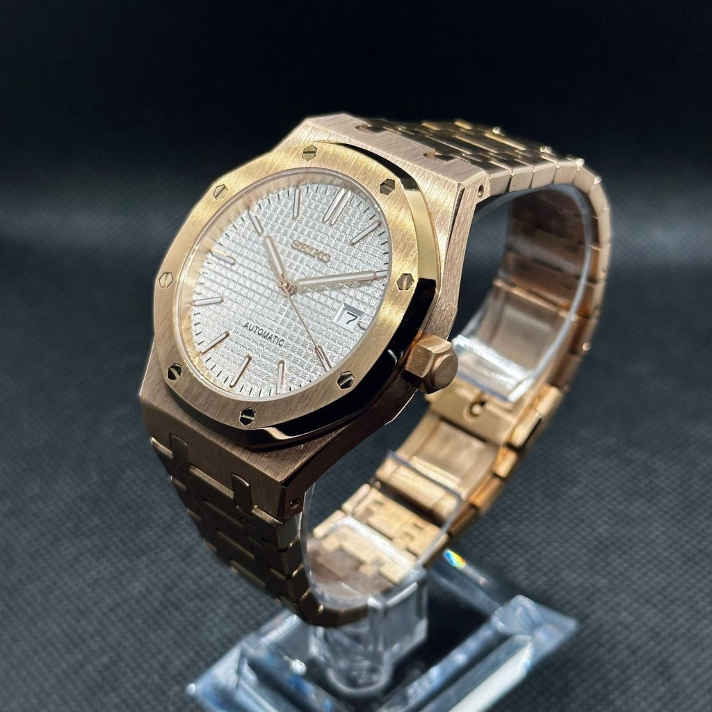 Royal Oak Mod "Rose Gold/White" Watch - Medford Mods