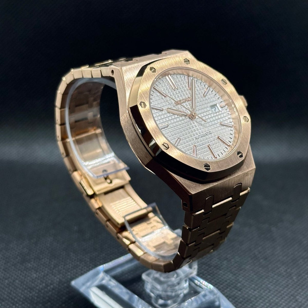 Royal Oak Mod "Rose Gold/White" Watch - Medford Mods